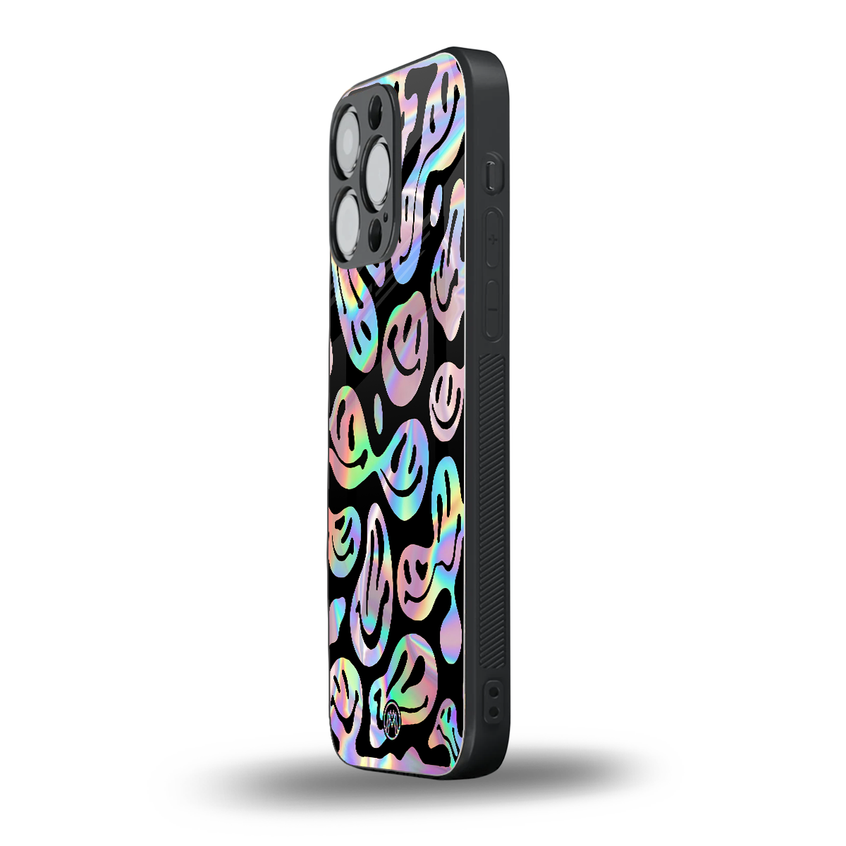 acid smiles chromatic edition back phone cover | glass case for iphone 15 pro max