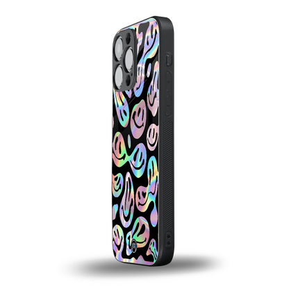acid smiles chromatic edition back phone cover | glass case for iphone 14 pro max