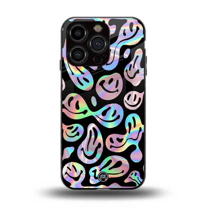 acid smiles chromatic edition back phone cover | glass case for iphone 14 pro