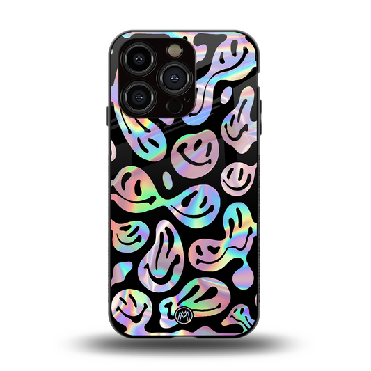 acid smiles chromatic edition back phone cover | glass case for iphone 14 pro