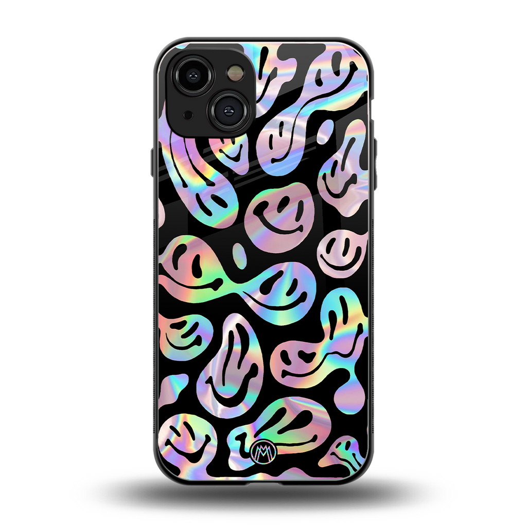 acid smiles chromatic edition back phone cover | glass case for iphone 15