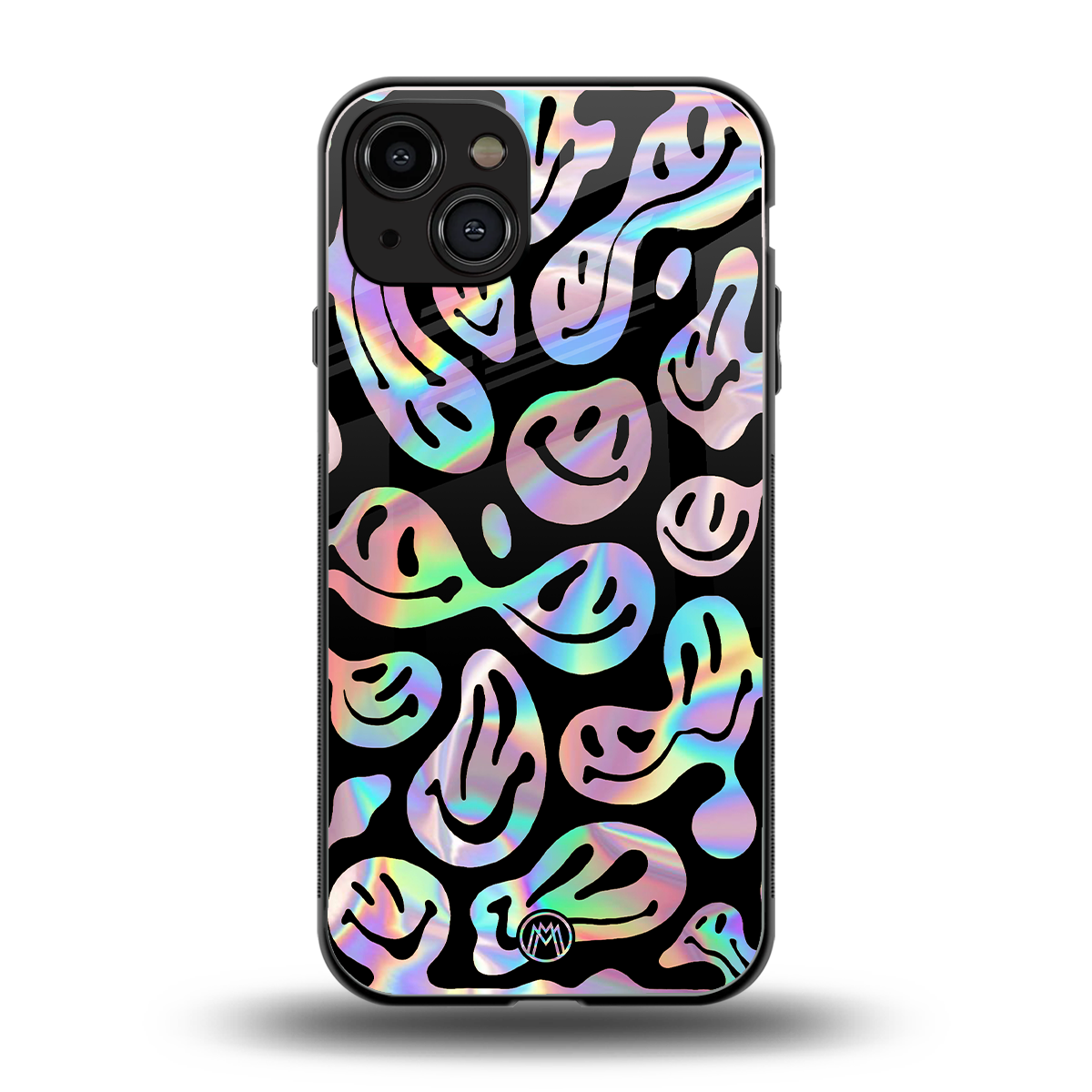 acid smiles chromatic edition back phone cover | glass case for iphone 15