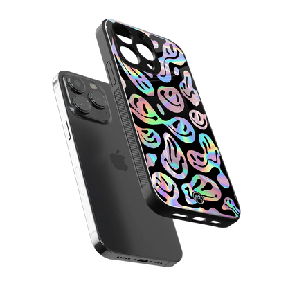 acid smiles chromatic edition back phone cover | glass case for iphone 14 pro