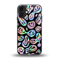 acid smiles chromatic edition back phone cover | glass case for iphone 16 plus