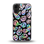 acid smiles chromatic edition back phone cover | glass case for iphone 16 plus