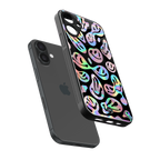 acid smiles chromatic edition back phone cover | glass case for iphone 16 plus