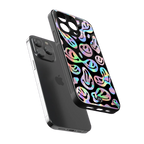 acid smiles chromatic edition back phone cover | glass case for iphone 16 pro max