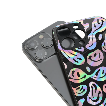 acid smiles chromatic edition back phone cover | glass case for iphone 13 pro max