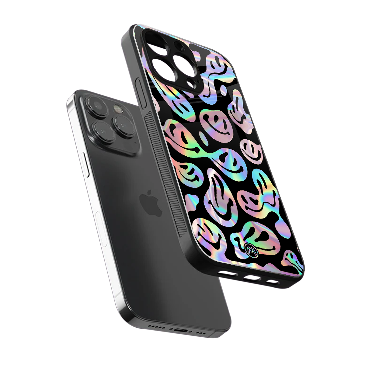acid smiles chromatic edition back phone cover | glass case for iphone 16 pro