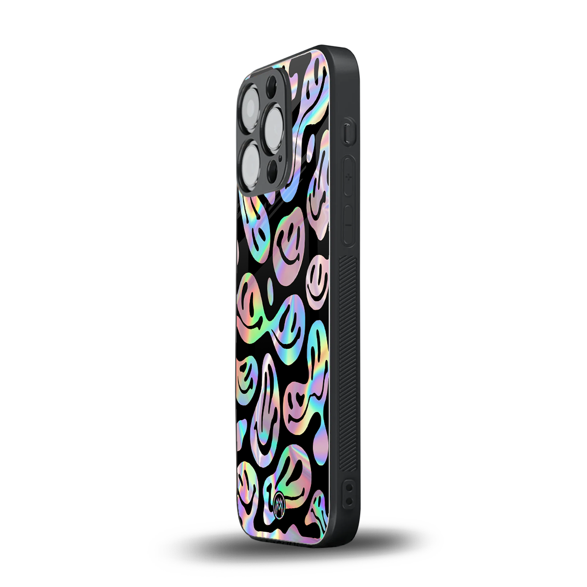 acid smiles chromatic edition back phone cover | glass case for iphone 16 pro