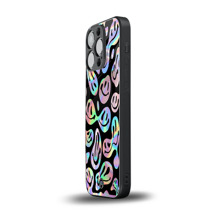 acid smiles chromatic edition back phone cover | glass case for iphone 16 pro