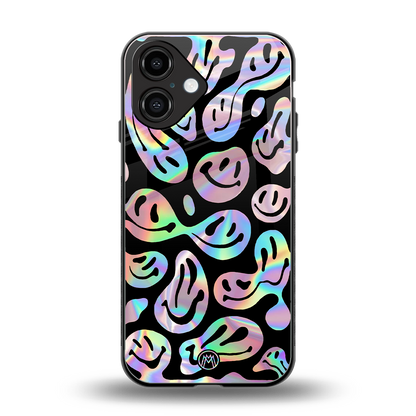 acid smiles chromatic edition back phone cover | glass case for iphone 16