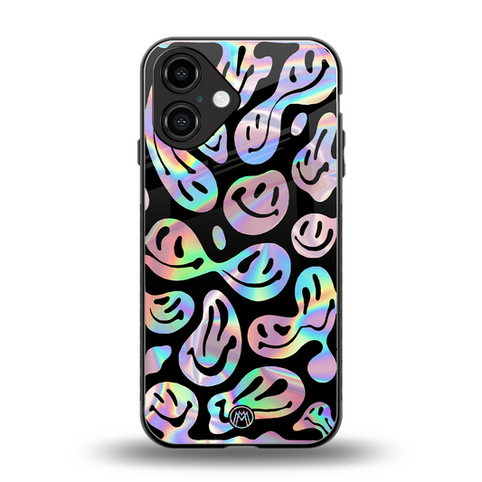 acid smiles chromatic edition back phone cover | glass case for iphone 16