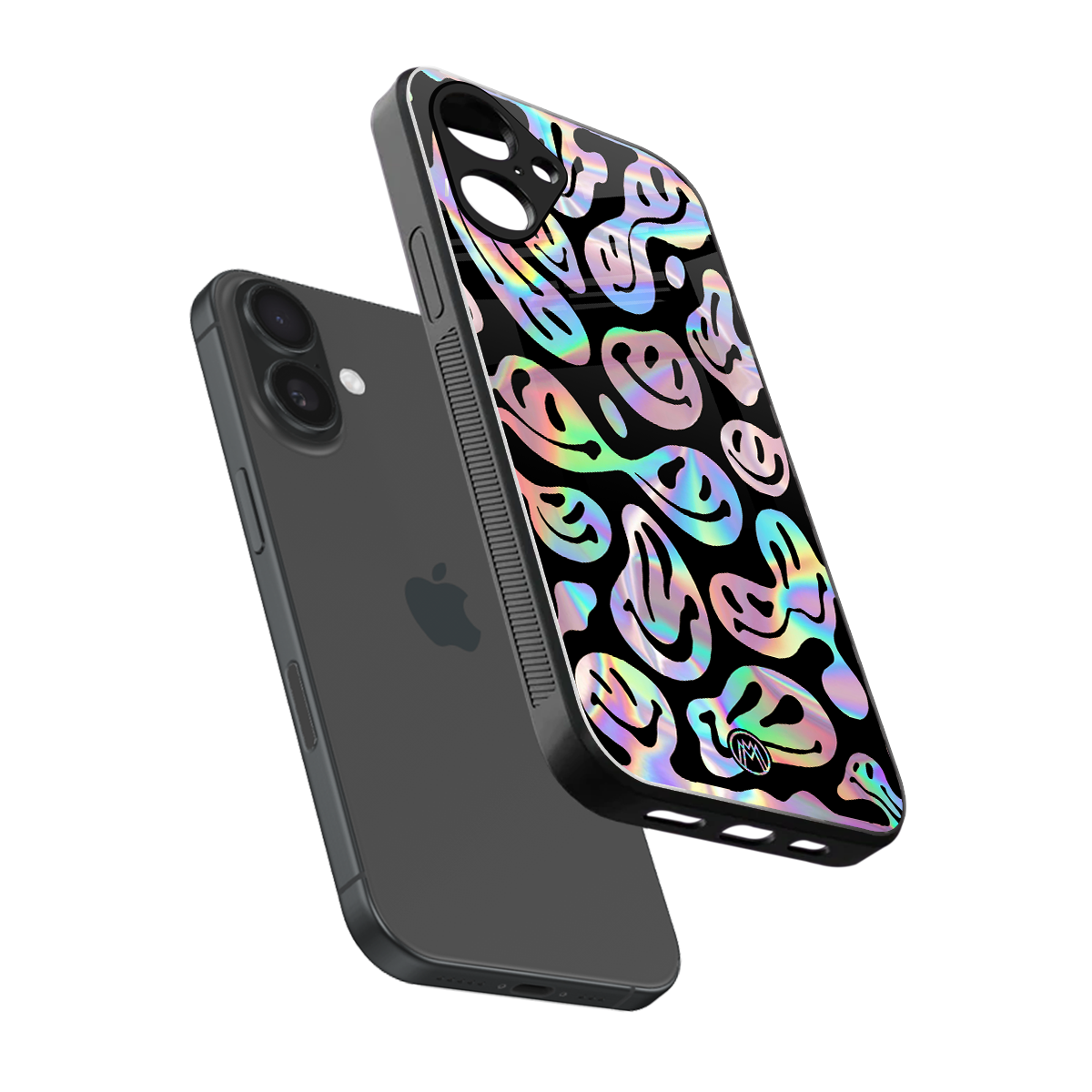 acid smiles chromatic edition back phone cover | glass case for iphone 16