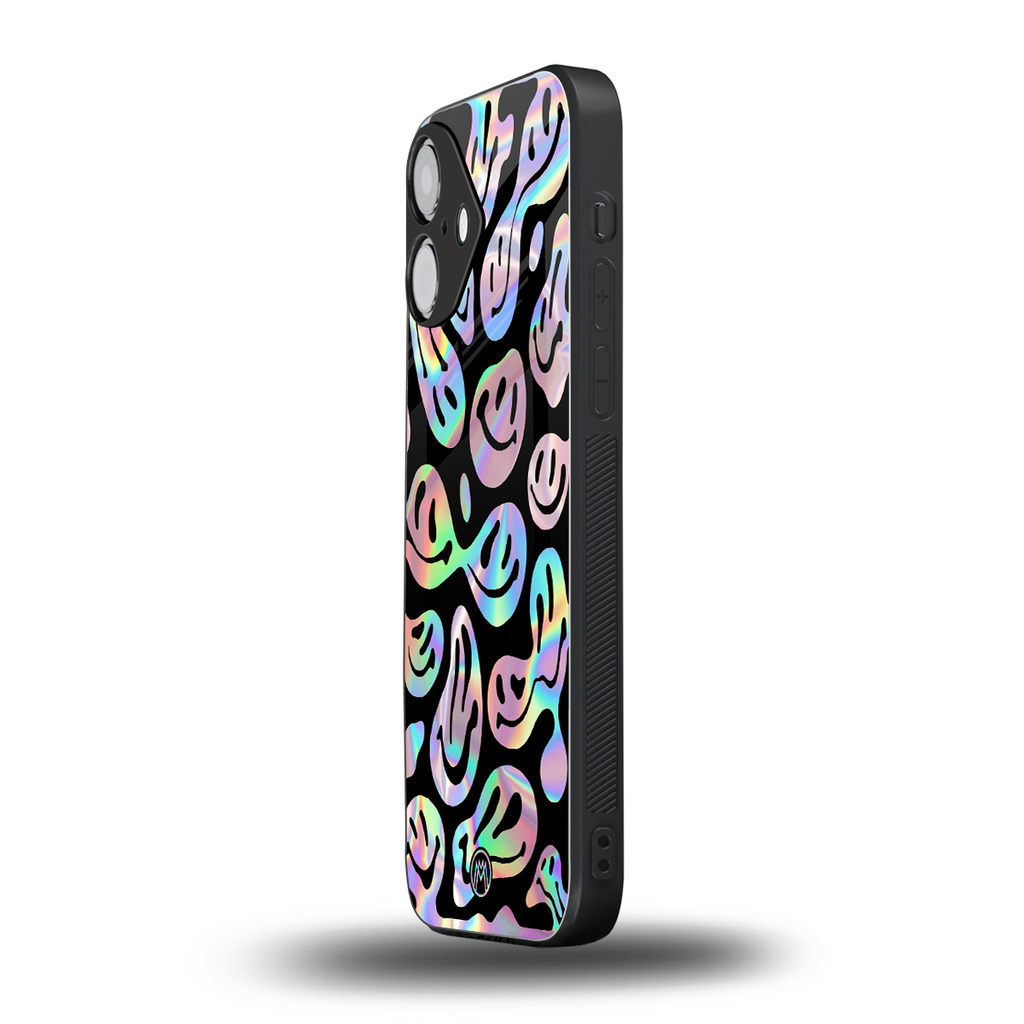 acid smiles chromatic edition back phone cover | glass case for iphone 16