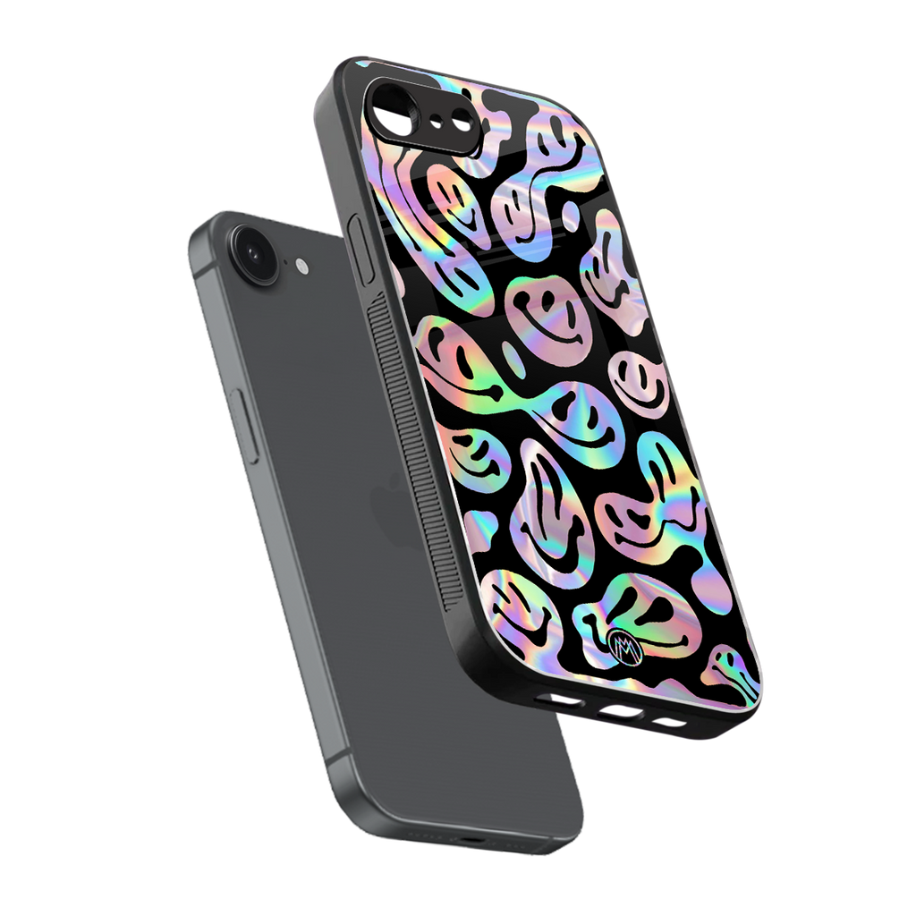 acid smiles chromatic edition back phone cover | glass case for iphone 16e