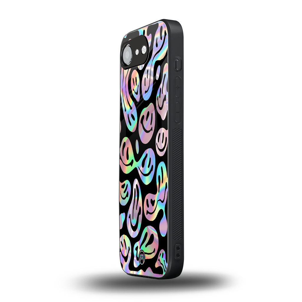 acid smiles chromatic edition back phone cover | glass case for iphone 16e