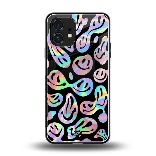 acid smiles chromatic edition back phone cover | glass case for nothing phone 1