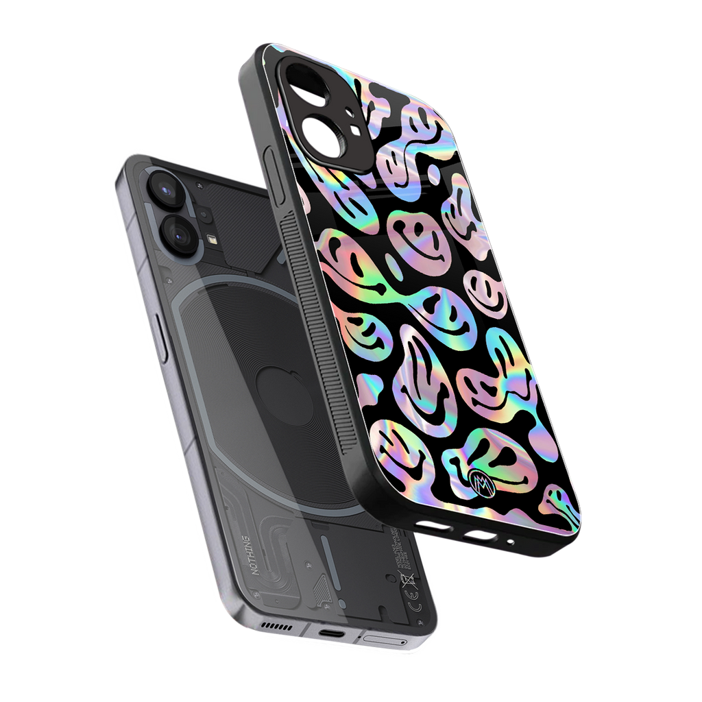 acid smiles chromatic edition back phone cover | glass case for nothing phone 1