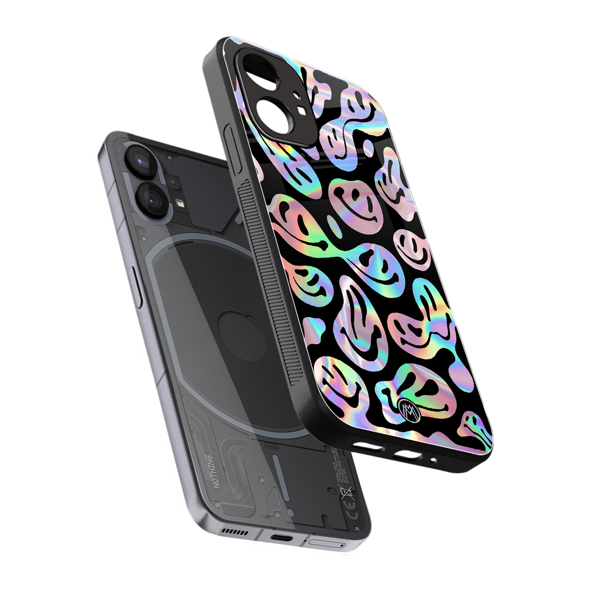 acid smiles chromatic edition back phone cover | glass case for nothing phone 1
