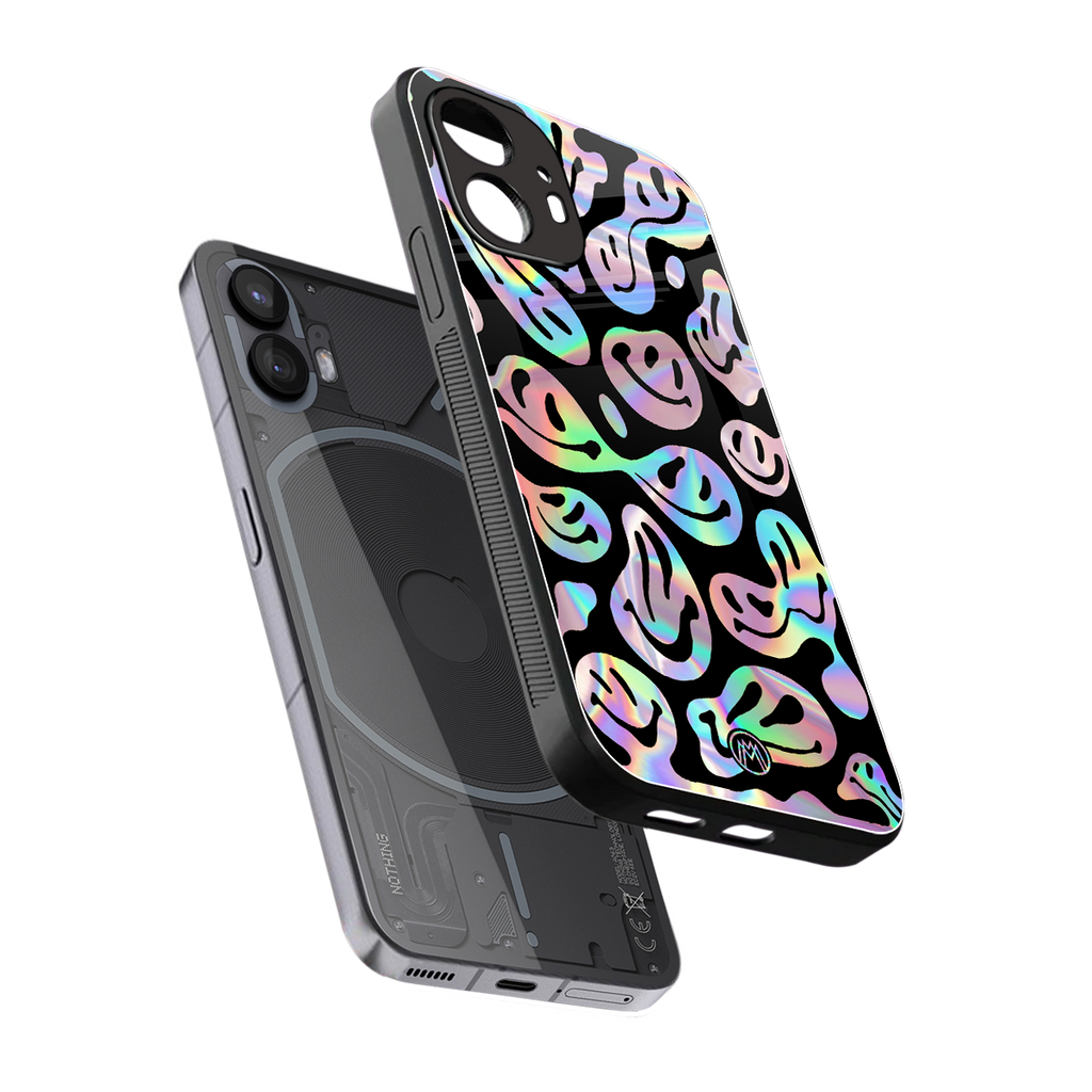 acid smiles chromatic edition back phone cover | glass case for nothing phone 2