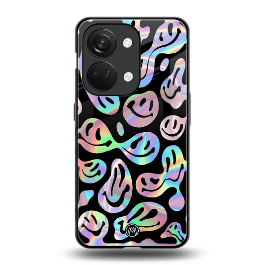 acid smiles chromatic edition back phone cover | glass case for oneplus nord 3