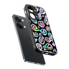 acid smiles chromatic edition back phone cover | glass case for oneplus nord 3
