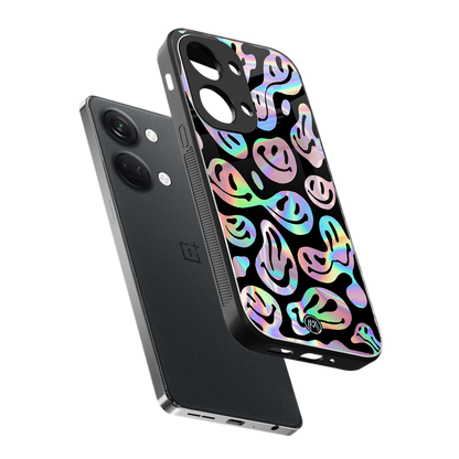acid smiles chromatic edition back phone cover | glass case for oneplus nord 3