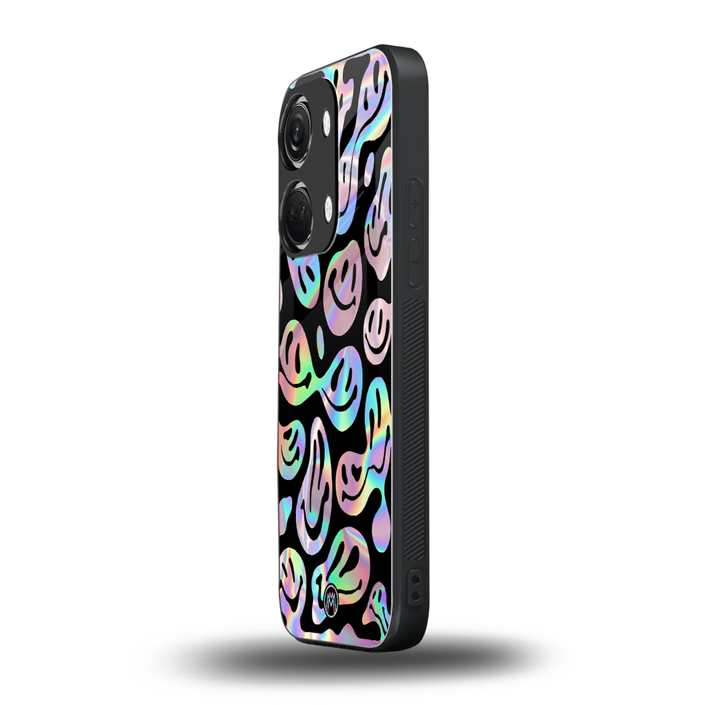 acid smiles chromatic edition back phone cover | glass case for oneplus nord 3