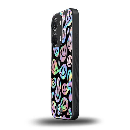 acid smiles chromatic edition back phone cover | glass case for oneplus nord 3
