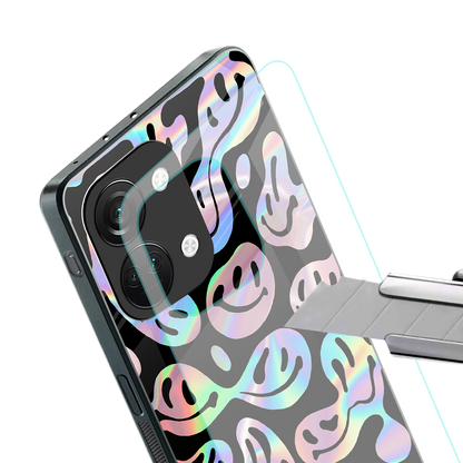 acid smiles chromatic edition back phone cover | glass case for oneplus nord 3