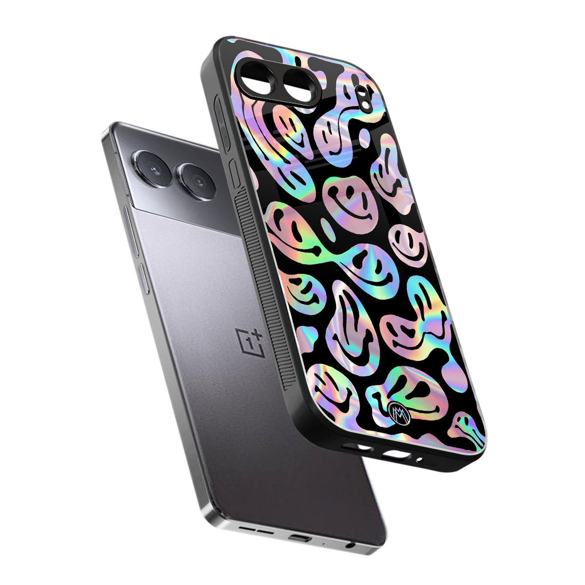 acid smiles chromatic edition back phone cover | glass case for oneplus nord 4