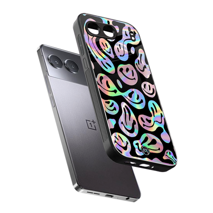 acid smiles chromatic edition back phone cover | glass case for oneplus nord 4