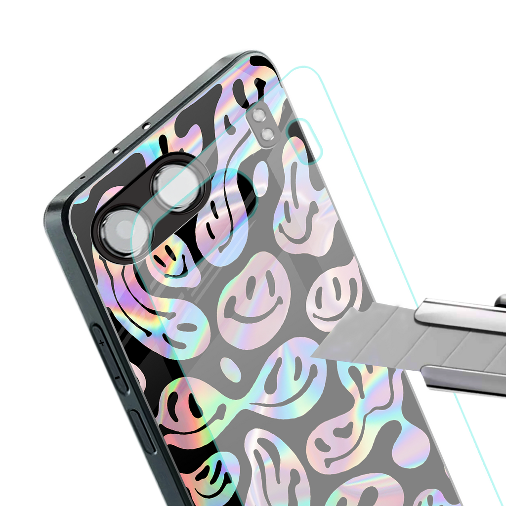 acid smiles chromatic edition back phone cover | glass case for oneplus nord 4