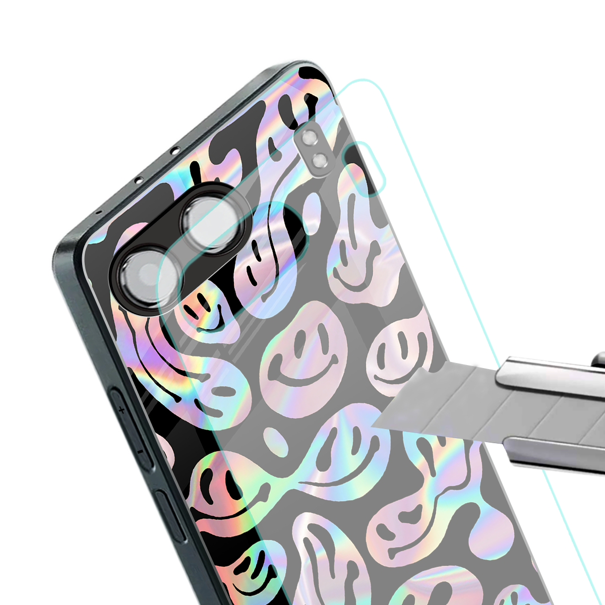 acid smiles chromatic edition back phone cover | glass case for oneplus nord 4