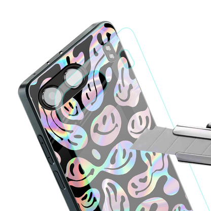 acid smiles chromatic edition back phone cover | glass case for oneplus nord 4