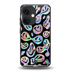 acid smiles chromatic edition back phone cover | glass case for oneplus nord ce 3