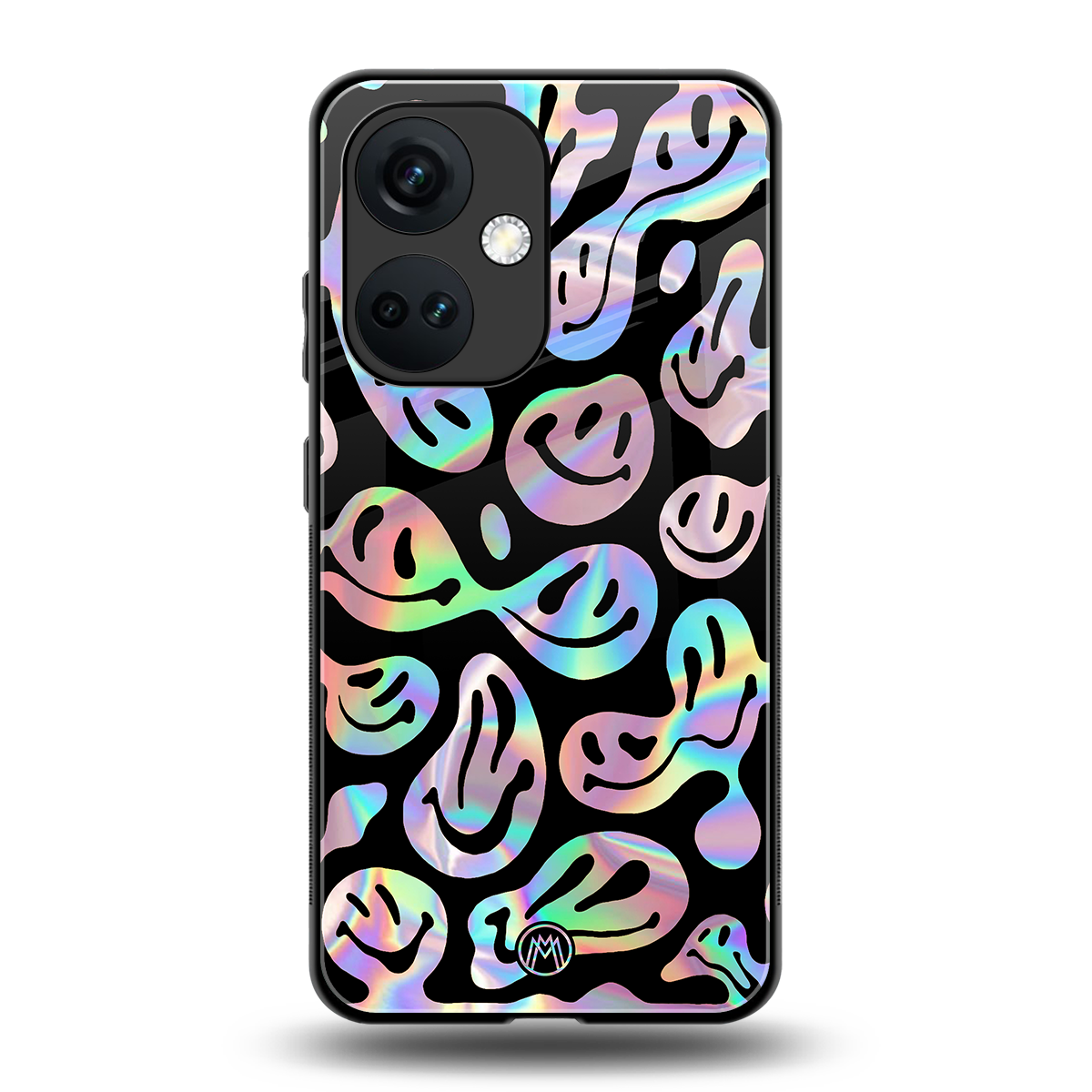 acid smiles chromatic edition back phone cover | glass case for oneplus nord ce 3