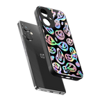 acid smiles chromatic edition back phone cover | glass case for oneplus nord ce 3