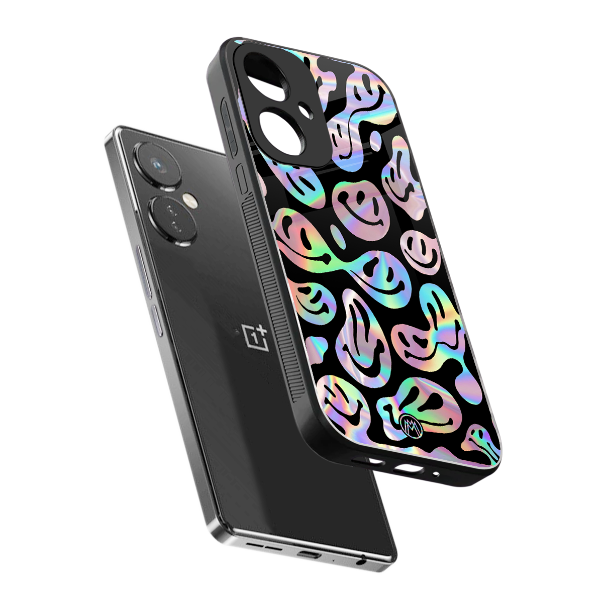 acid smiles chromatic edition back phone cover | glass case for oneplus nord ce 3