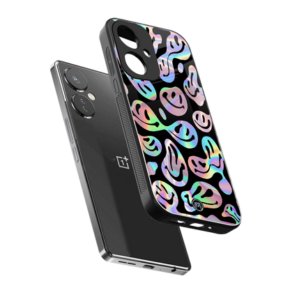 acid smiles chromatic edition back phone cover | glass case for oneplus nord ce 3