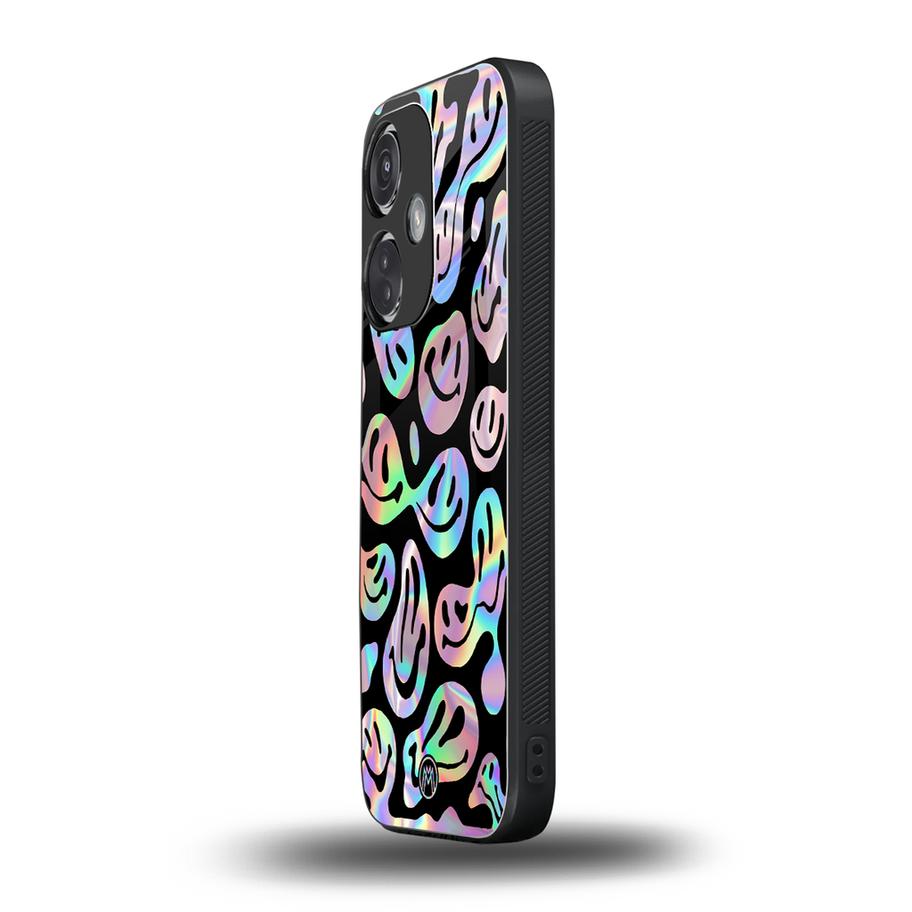 acid smiles chromatic edition back phone cover | glass case for oneplus nord ce 3