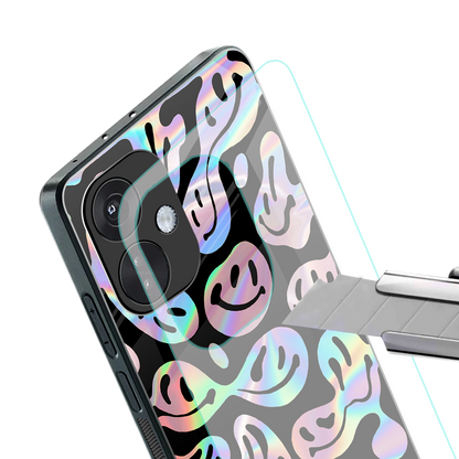 acid smiles chromatic edition back phone cover | glass case for oneplus nord ce 3