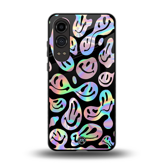 acid smiles chromatic edition back phone cover | glass case for oneplus nord ce 4 lite