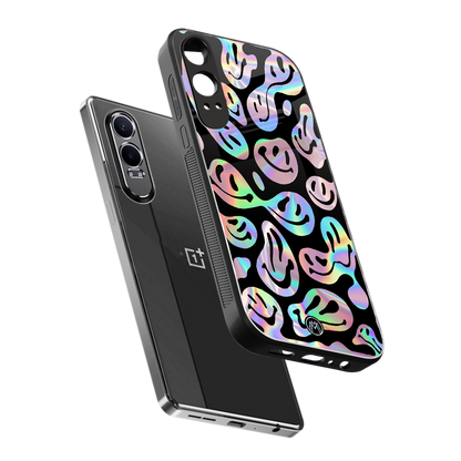 acid smiles chromatic edition back phone cover | glass case for oneplus nord ce 4 lite