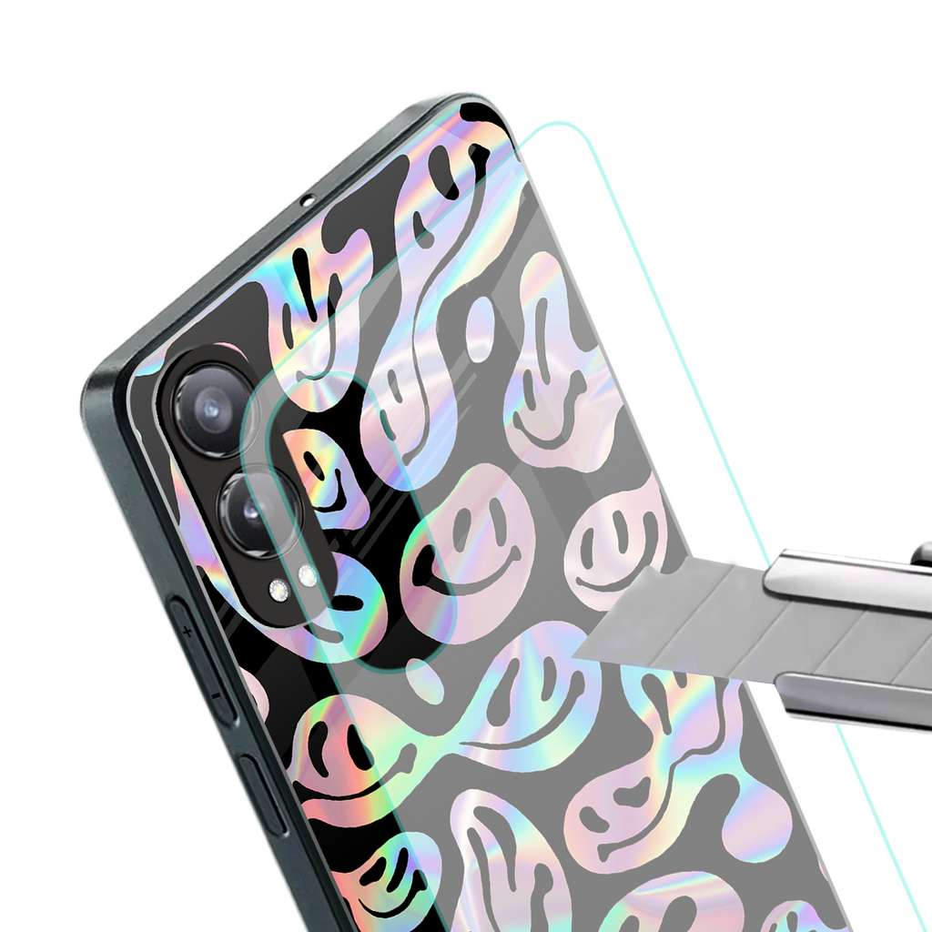acid smiles chromatic edition back phone cover | glass case for oneplus nord ce 4 lite