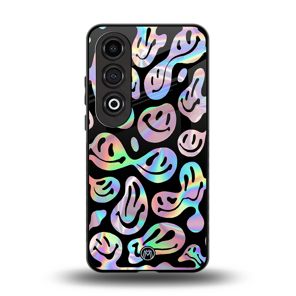 acid smiles chromatic edition back phone cover | glass case for oneplus nord ce 4