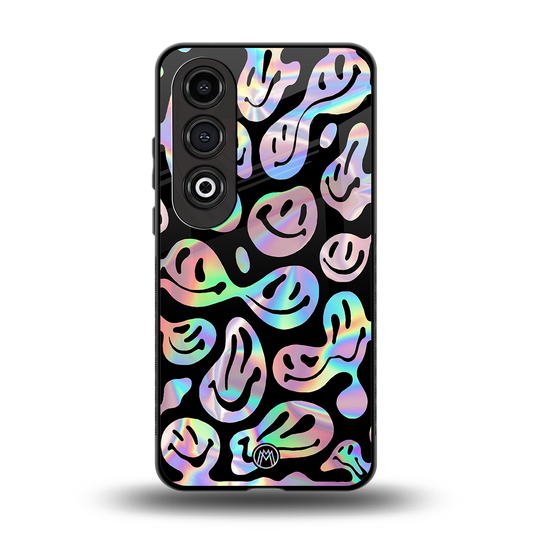 acid smiles chromatic edition back phone cover | glass case for oneplus nord ce 4