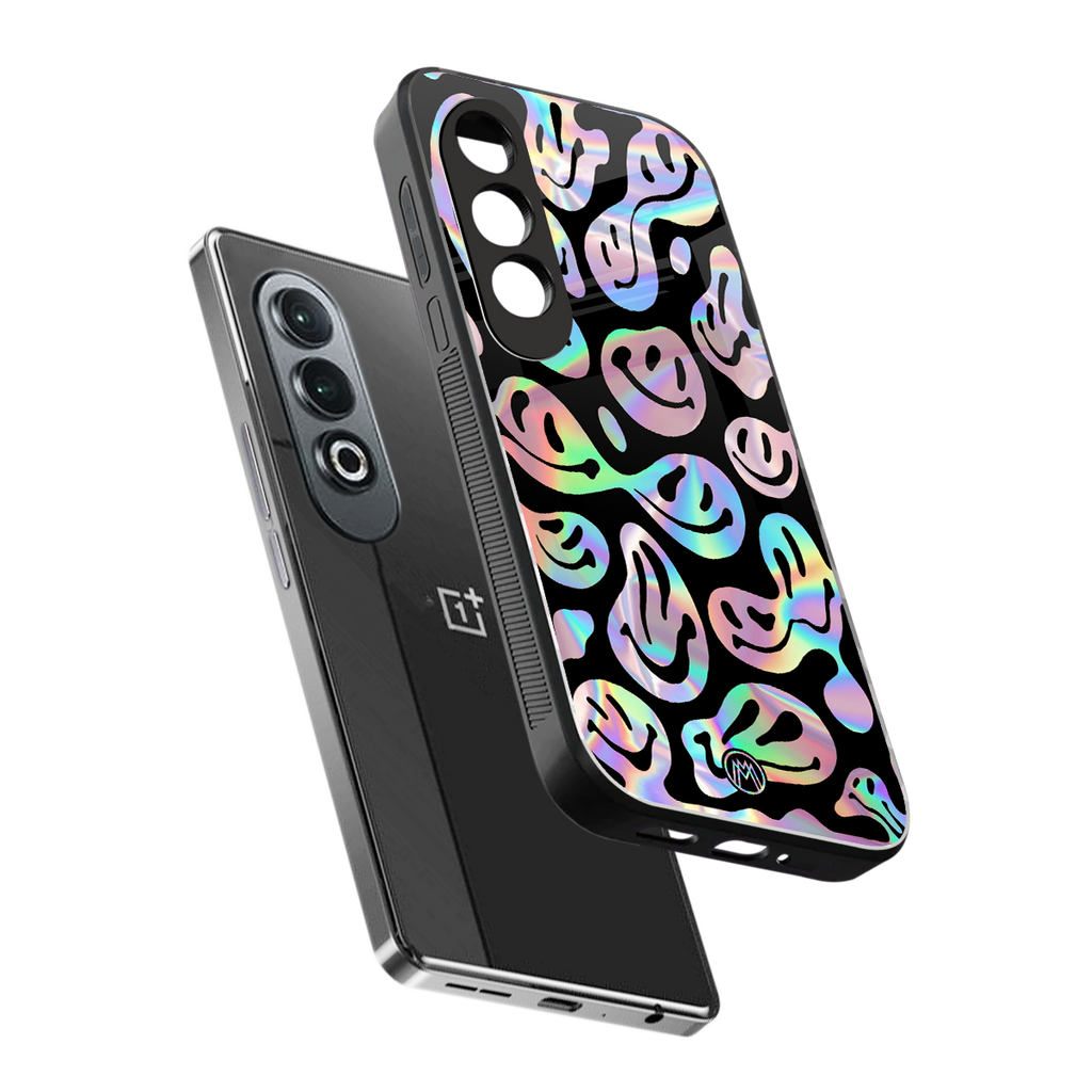 acid smiles chromatic edition back phone cover | glass case for oneplus nord ce 4