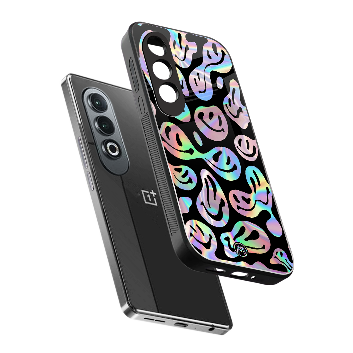 acid smiles chromatic edition back phone cover | glass case for oneplus nord ce 4